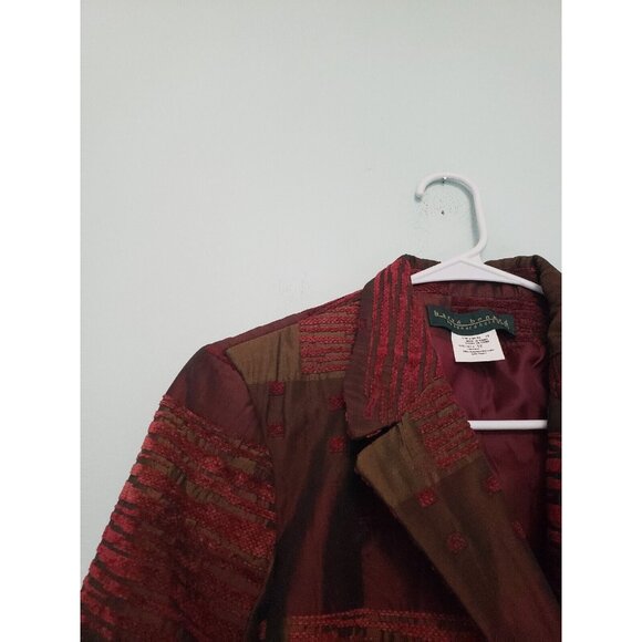 Harvé Benard Womens 12 Blazer Jacket Long Sleeve Button Front Red Green Tapestry - Picture 4 of 5